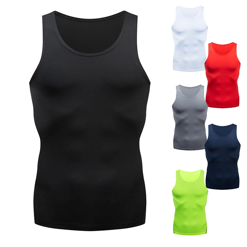 

Sleeveless Tank Tops for Men Muscle Vest Undershirts Compression Vests Running Shirt Elastic Quick Dry Slim Vests