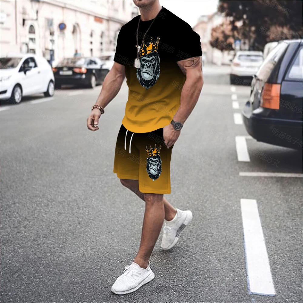 Camiseta de tendencia para hombre, ropa deportiva de marca de lujo, Smiley, ropa de calle a la moda, Top de manga + pantalones cortos verano, 2023| | - AliExpress