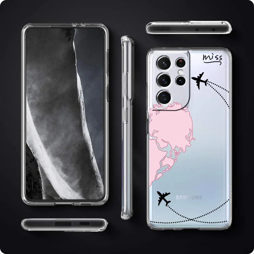 Romantic Travel Love Heart Couple Case with World Map and Planes Design