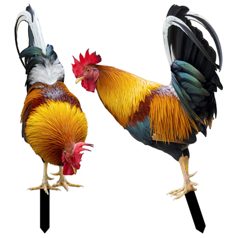 

Decorative Garden Inserts Lawn Ornament Japanese Ornaments Chicken Stake Sign for outside Yard Stakes Outdoor Flower Pots