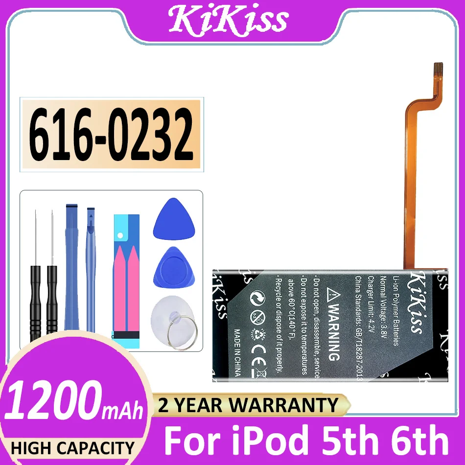Batteria Kikiss 616-0232 6160232 1200Mah Per Ipod 5Th Video 60Gb 80Gb 6Th Gen Classic Thick 160Gb Bateria