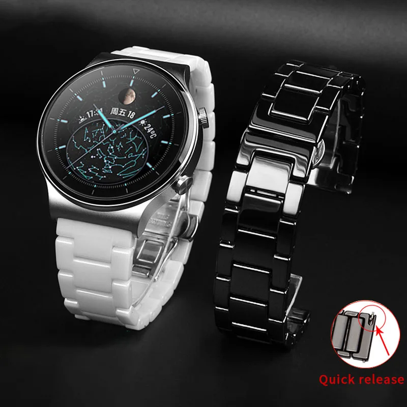 

Ремешок керамический для смарт-часов Huawei Watch GT2e/GT2 Watch 3/GT3Pro Honor Magic 2, браслет для мужчин и женщин 42 46 мм 20 22 м