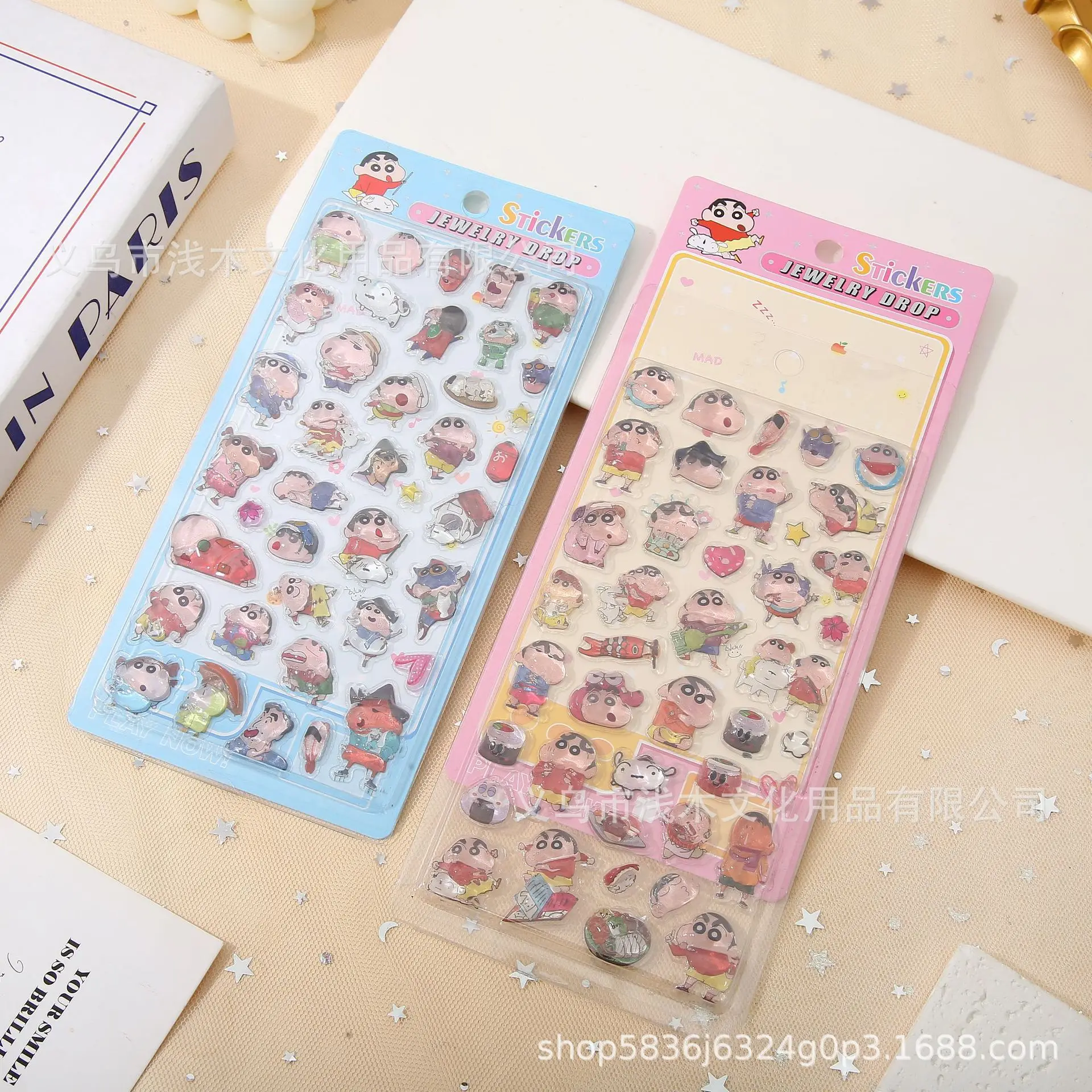 4/40pcs 일본어 크레용 신 3d 양각 스티커 Diy 휴대 전화 케이스 장식 어린이 장난감 핸드북 편지지 스티커 선물