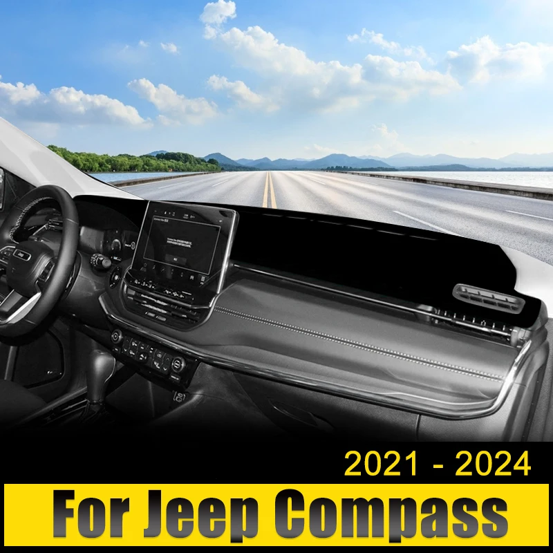 

For Jeep Compass 2021 2022 2023 2024 e-Hybrid Car Dashboard Cover Avoid Light Pad Sun Shade Anti-UV Carpets Case Non-Slip Mats