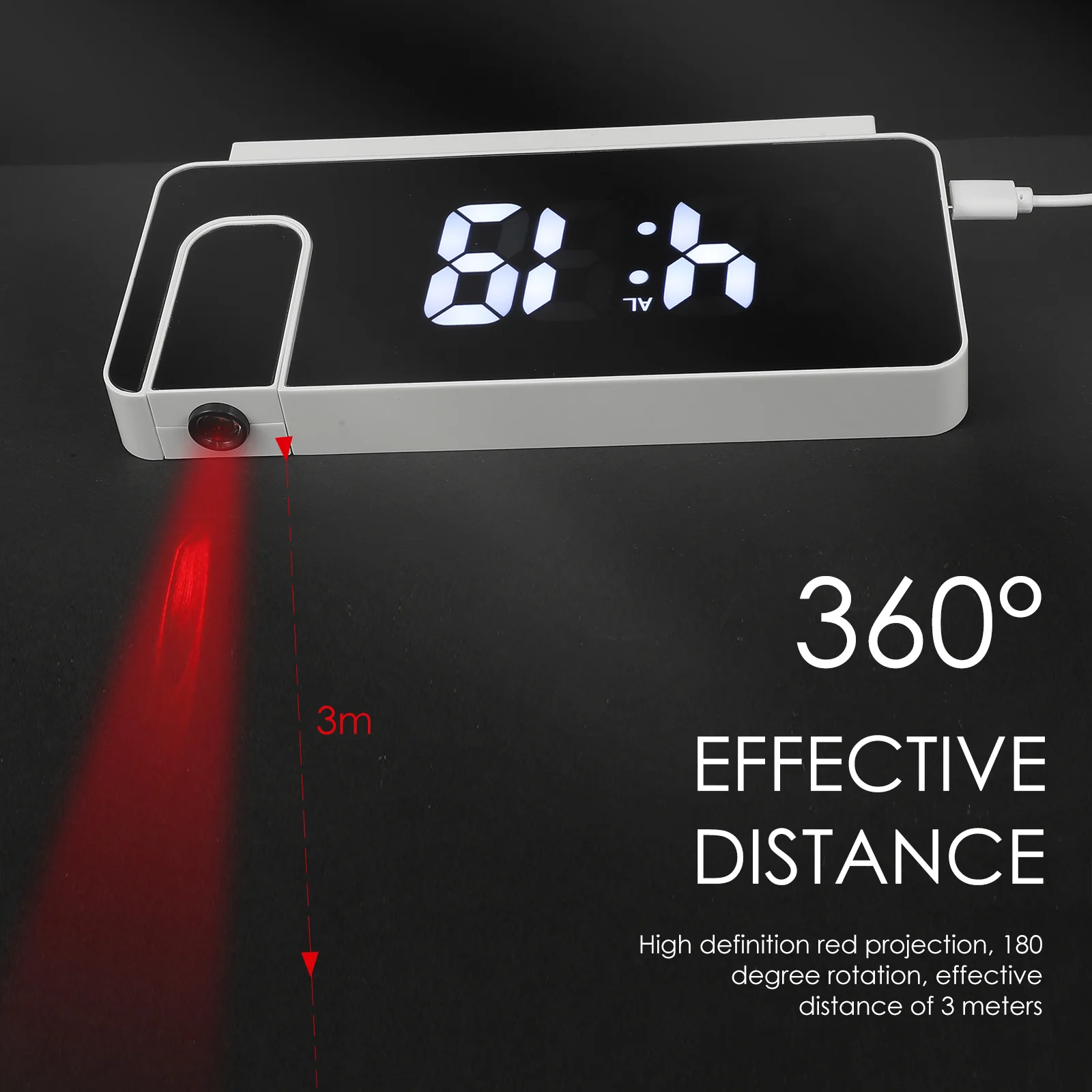 Clocks LED Electronic Dormitory Alarm Home Household Student Projection White Desk digital clock