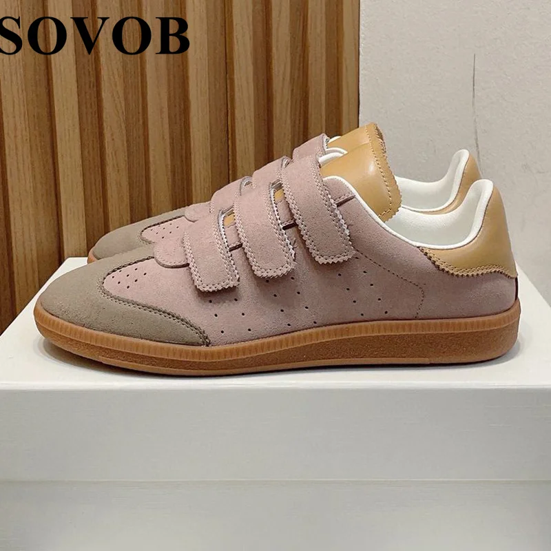 Women Shoes Spring Autumn Genuine Leather Color Matching Flat Retro Breathable Versatile Sports Daily Casual