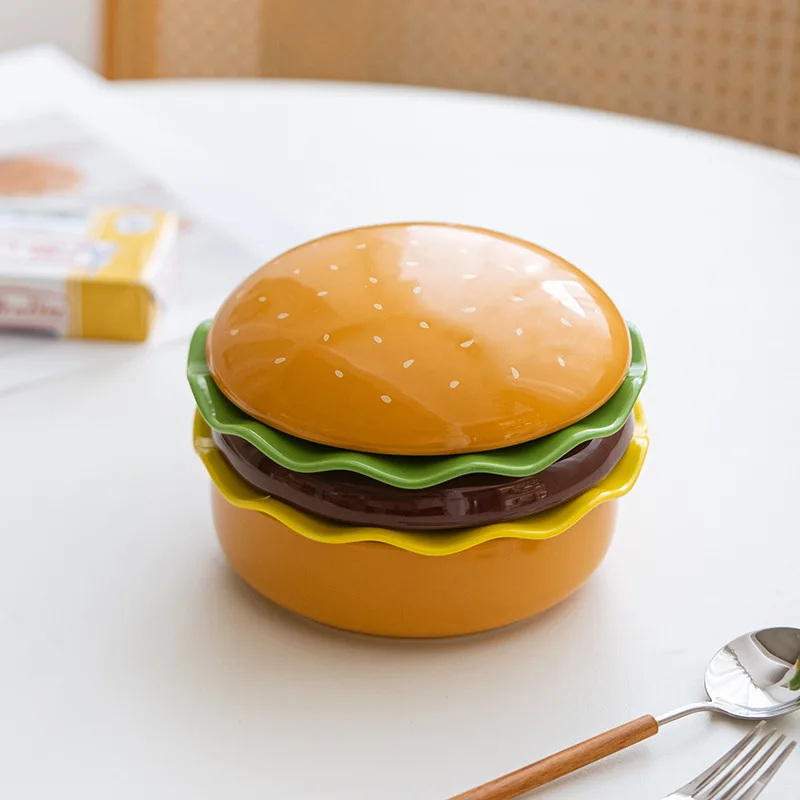 One-person burger modeling creative ceramic tableware gift-giving household dinner plate snack plate