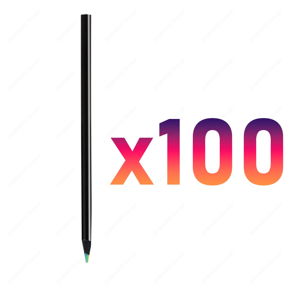 1-300 قطعة قلم رسم قوس قزح ملون من الخشب الأسود أق...