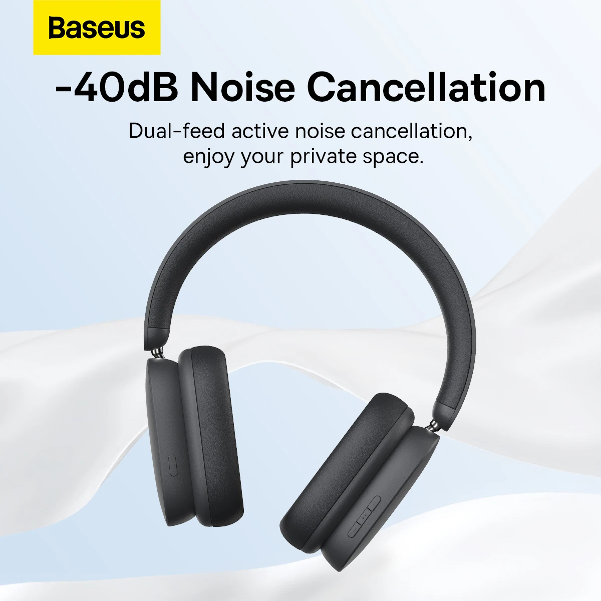 Baseus H1 Hybrid 40dB ANC Wireless Headphones 4-mics ENC Earphone Bluetooth  5.2 40mm Driver HiFi Over the Ear Headsets 70H Time - AliExpress