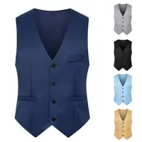 Pure Color Suit Vest Men Waistcoat Single-breasted Slim Business Waistcoat Men V Neck Formal Vest chaleco hombre жилетка мужская 1