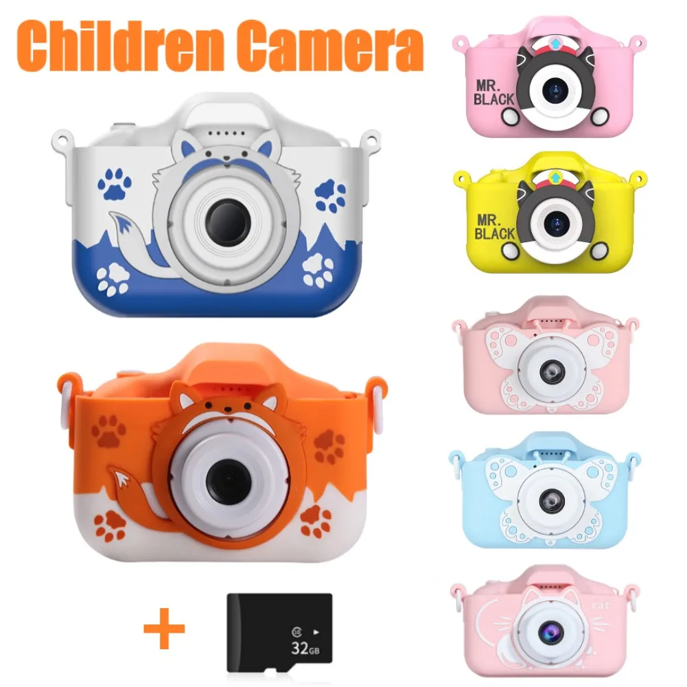40MP Children Kids Camera Dual Lens HD Kids Digital Camera 2.0 Inch IPS Screen Video with Lanyard Educational Toys digital camera