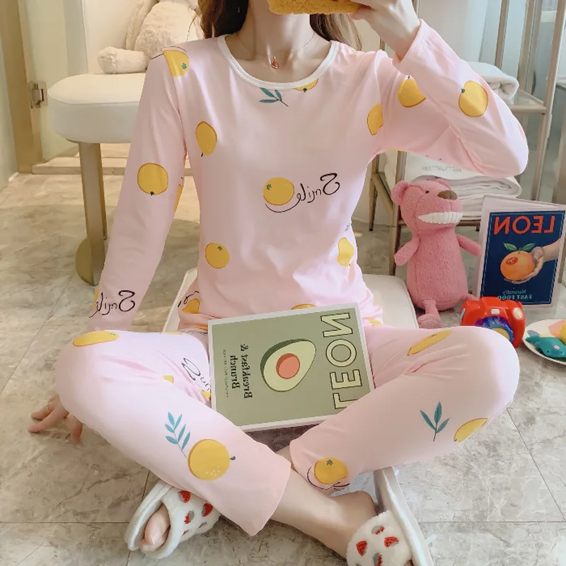 Thin Flannel Women's Pajamas Sets Autumn Winter Sleepwear Printed Velvet Slim Pyjama Ladies Pijama Mujer 2 Piece Pjs Homewear