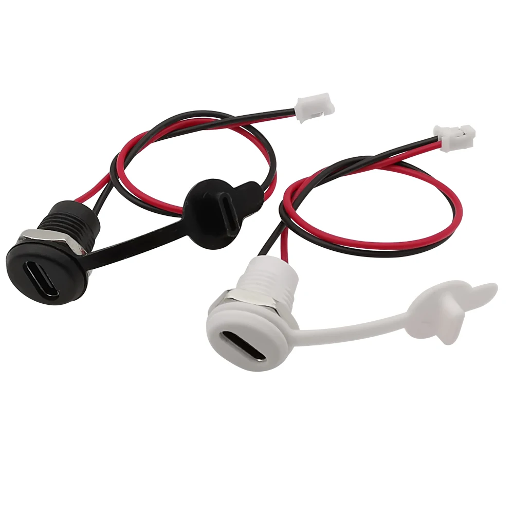 1 pcs Waterproof USB Connector Type-C Waterproof to Jst PH 2.0 nut locking plate Female High Current Fast Charging jack port
