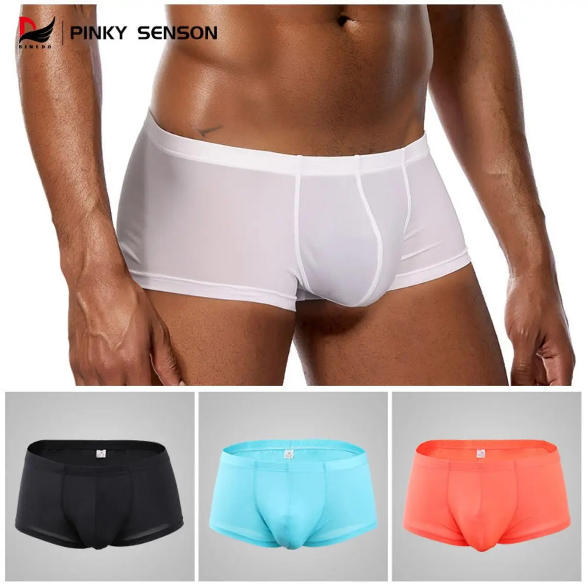 

Men'S Boxer Shorts U Uconvex Thin Ice Silk Fit Low Waisted Solid Color Breathable Flat Corner Pants Four Corner Underpants