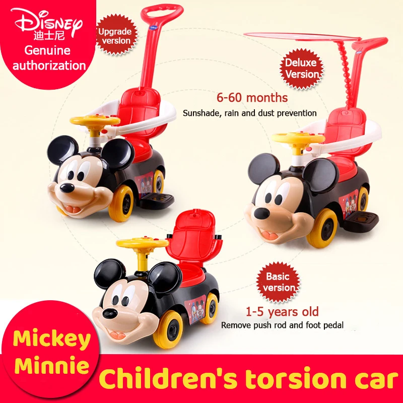 gemakkelijk te kwetsen haag Stimulans Disney Vier Wiel Kinderen Loopstoeltje Fiets Outdoor Rijden Speelgoed Auto  Kinderwagen Mickey Mouse Minnie Twist Auto Kids geschenken - AliExpress