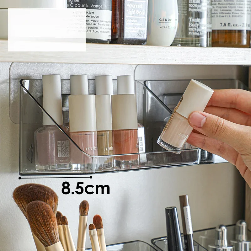 SHIMOYAMA Makeup Organizer Box Wall-mounted Bathroom Mirror Cabinet Storage Cosmetic Vanity Desktop Lipstick Brush Holder 2