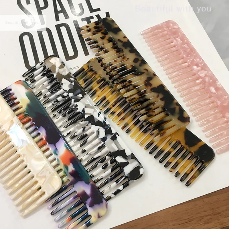 

Anti-Static Massage Hair Combs Retro Tortoiseshell Color Acetate Colorful Hairdressing Comb Hair For Girls Hair Styling Tool