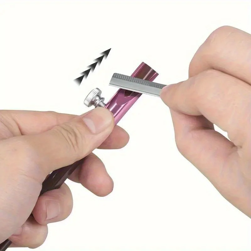 1pc Eyebrow Pencil Sharpener Cylindrical Metal U-shaped Eyebrow Pencil Sharpener With Double-sided Card Slot