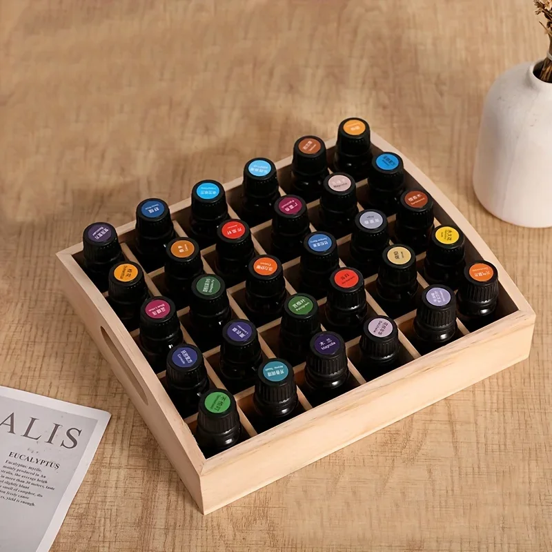 30-cell essential oil storage box Pine storage box High-end small wooden Portable essential oil