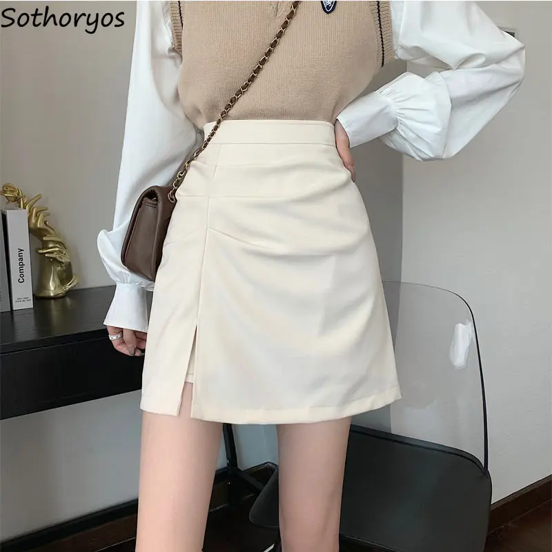 

Skirts Women Folds Special Seductive Basics Modern Delicate Graceful Korean Style Ladies Creativity Cozy Daily All-match Casual