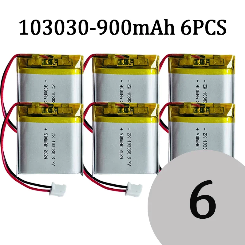 103030 3.7V 900mAh Rechargeable Li-Po Battery Lithium with jst PH