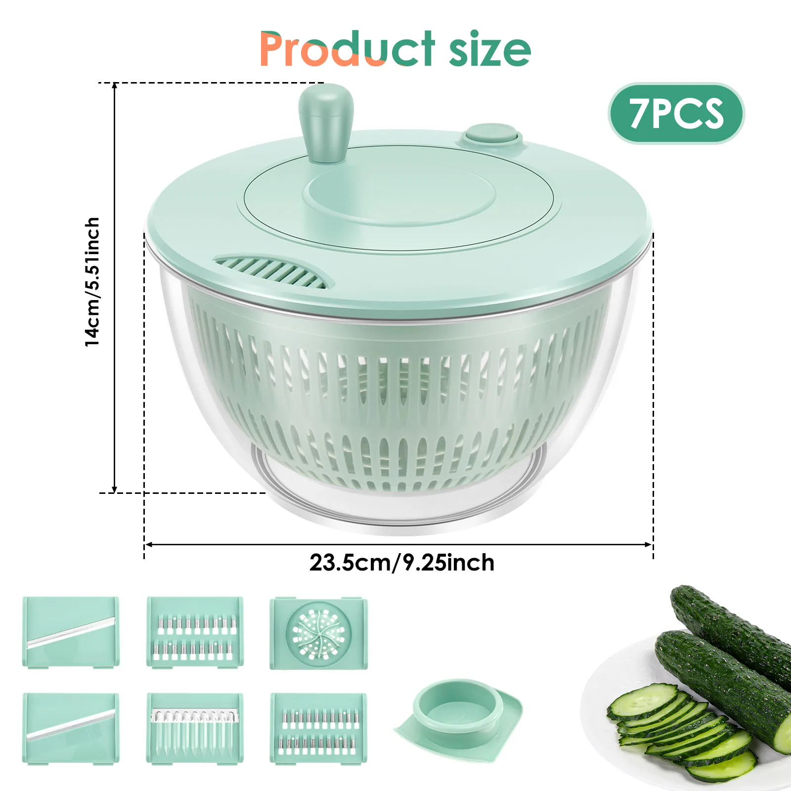 Salad Spinner with 6 Blades Multifunctional Vegetables Fruits Wash Bowl Efficient Lettuce Spinner Practical kitchen accessories