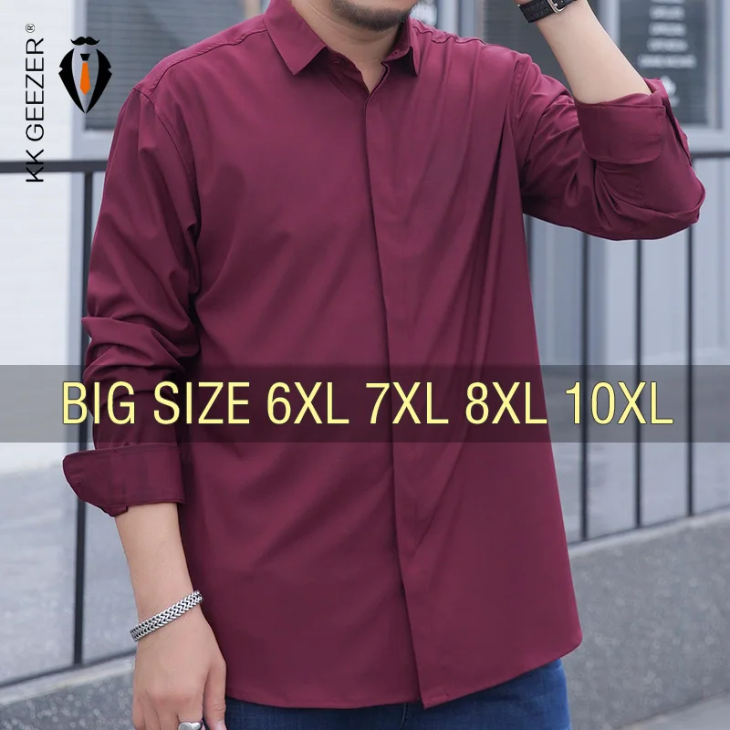 Men Shirt Oversize Formal Plus Size 6XL 7XL 8XL 10XL 12XL Long Sleeve Casual Fashion Solid Black White Retro linen shirt cotton shirt business shirt men short sleeve shirts men oxford shirts