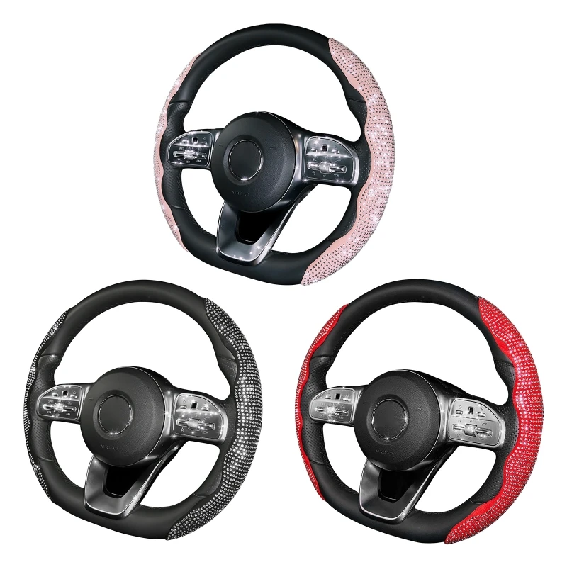 

Блестящий чехол на руль, аксессуары для интерьера, украшение из кристаллов и бриллиантов, не устанавливаемые инструменты, разноцветные защитные пленки