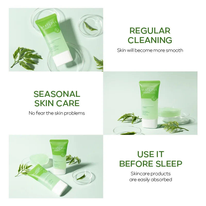 Matcha Peeling Gel Gentle Oil Control Body Face Scrub Cleansing Pores Treatment Acne Remove Blackhead Facial Exfoliation Gel 5