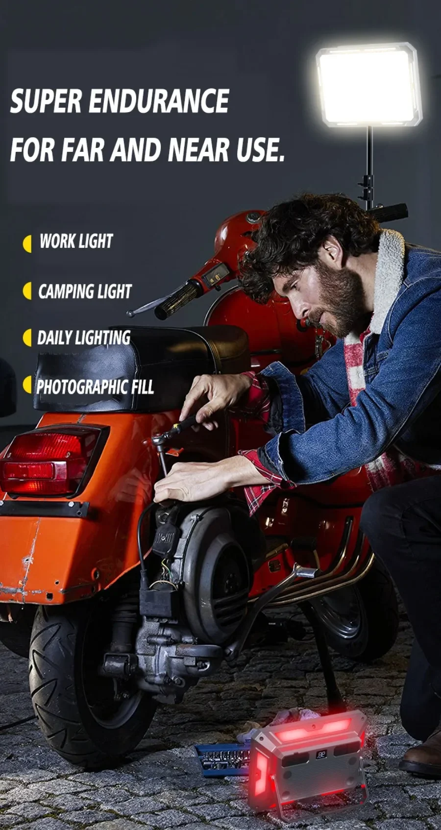 Description Picture 2 of item4000maH High Power LED Camping Light Type-c Rechargeable Portable Flashlight Strong Light Magnet Emergency Torch Tent Light