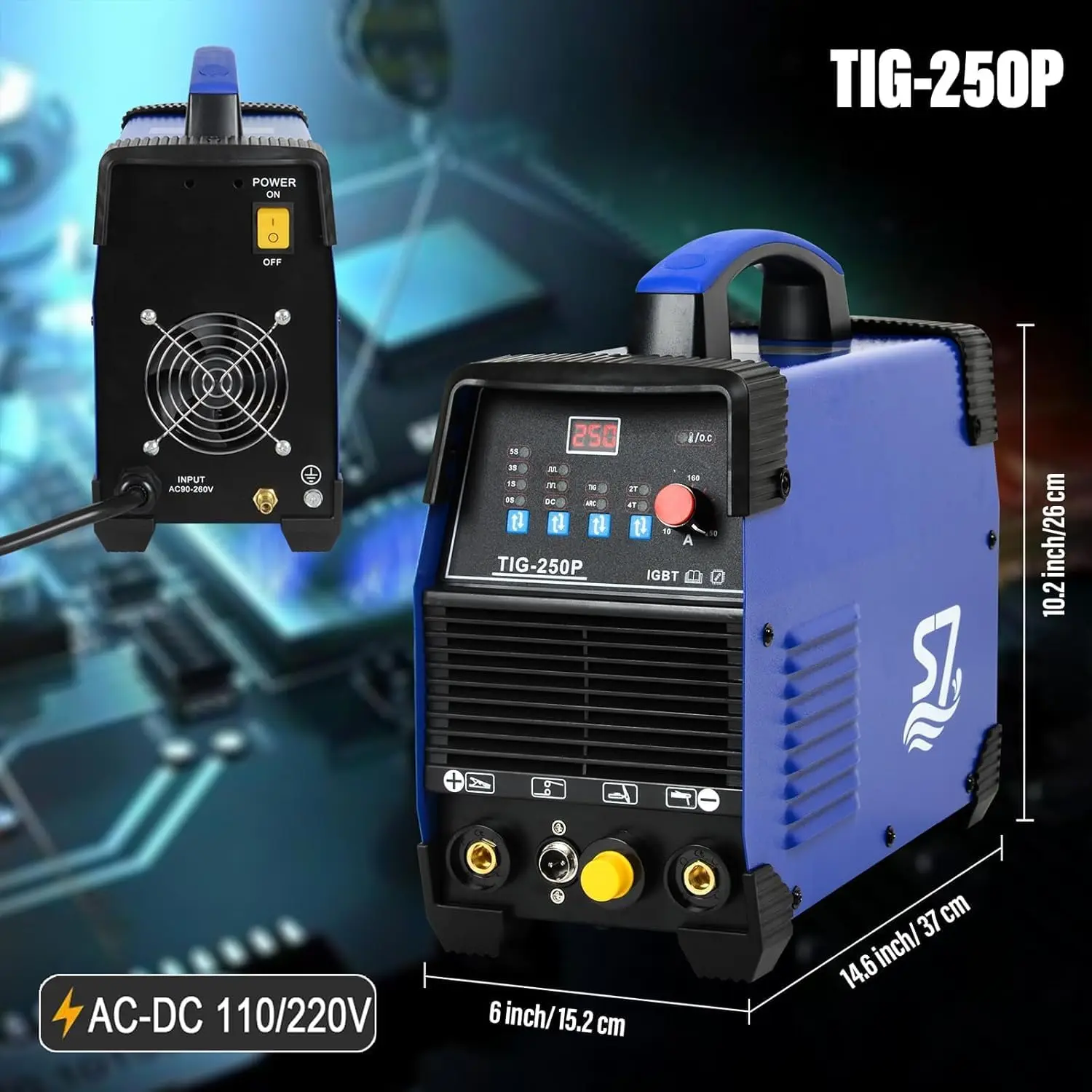 Welder 250 Amp 2T/4T 110&220V ARC/DC TIG/PULSE 3 In 1 TIG Welding Machine 4