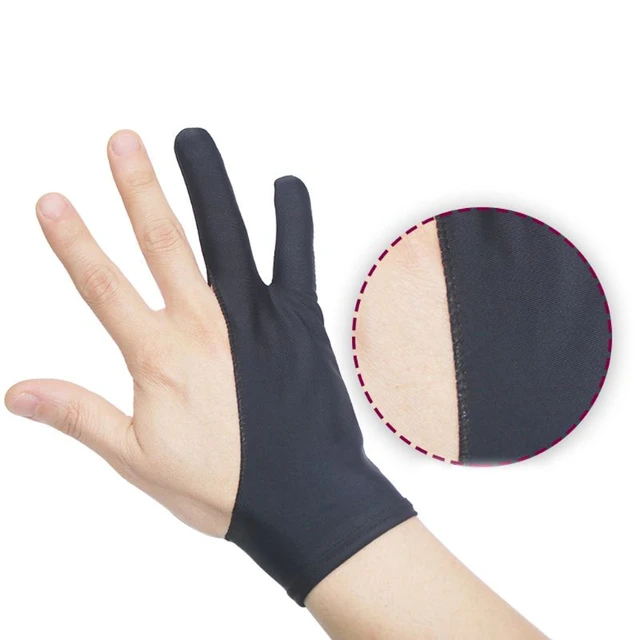 1pc Black 2 Fingers Anti-fouling Gloves Anti Touch Hand Drawing