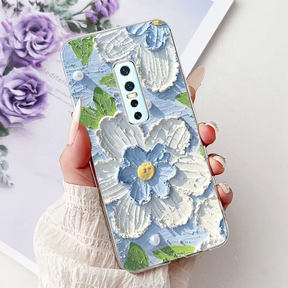 Clear Luxury Fashion Flowers Cat Design Soft Back Phone Case