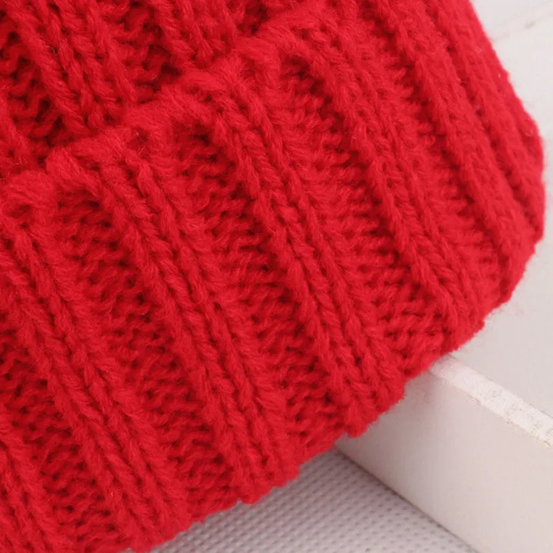 Fluffy Fur Ball Baby Beanie Winter Warm Kids Skullies Cap 2-6year Children Woolen Crochet Bonnet Solid Color Toddler Knitted Hat 5