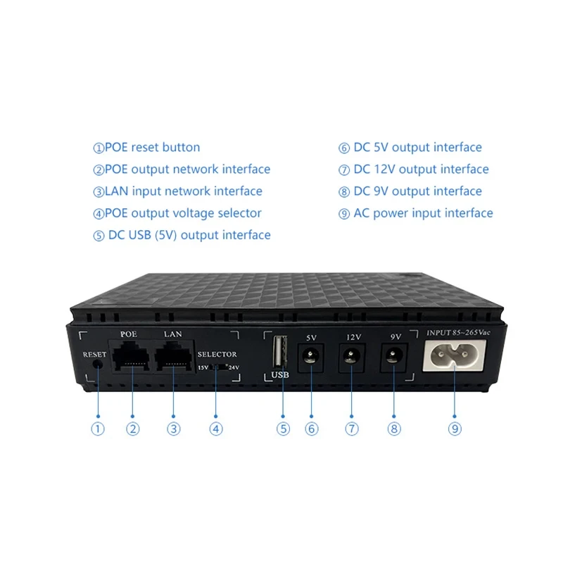 Shanqiu Mini UPS Gruppo di Continuità con POE Gigabit per Router, Modem