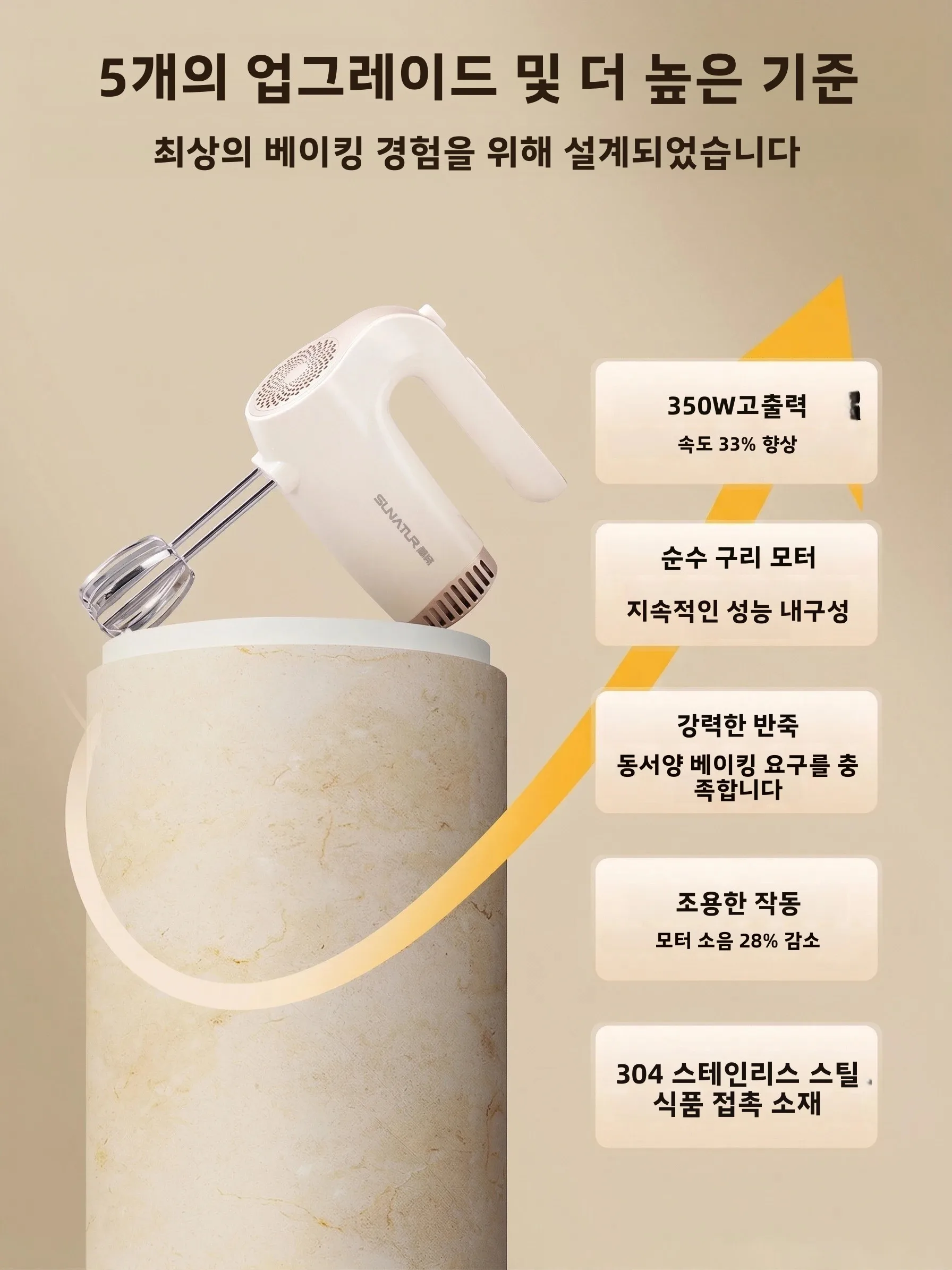 SUNATUR 3-in-1 전기 핸드 믹서 350W 계란 거품기 크림 위퍼 휴대용 주방 믹서(홈 베이킹용 보관 베이스 포함)