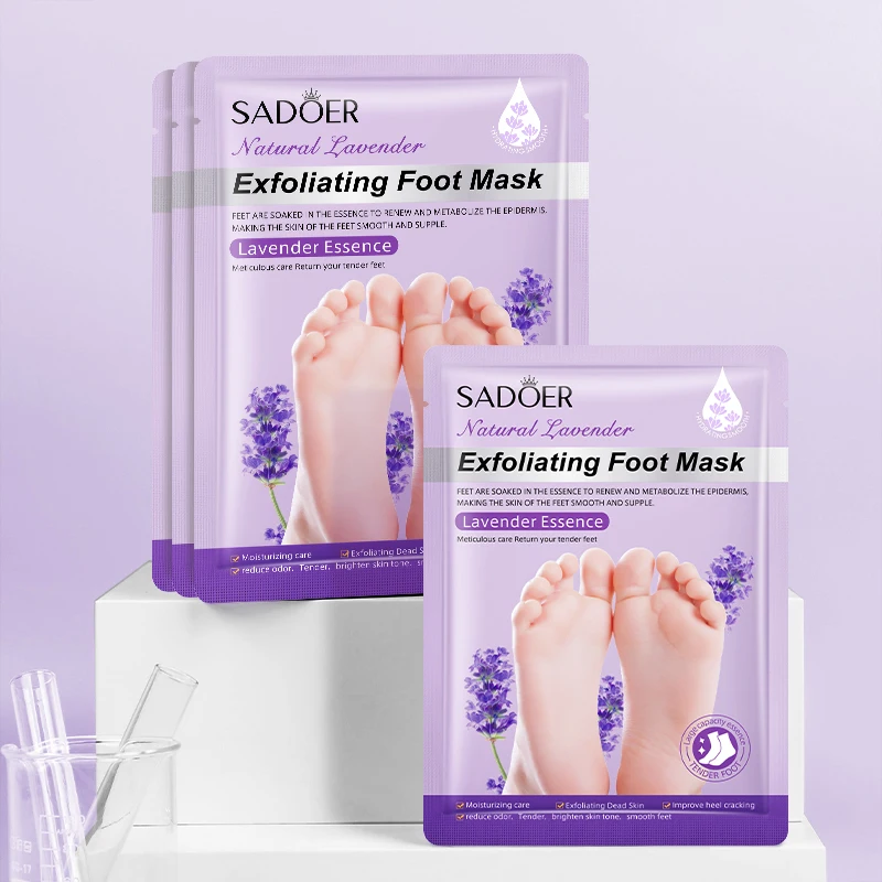 SADOER Lavender Foot Mask Moisturizing Whitening Foot Peeling Mask Exfoliating for Feet Pedicure Exfoliant Feet Skin Care