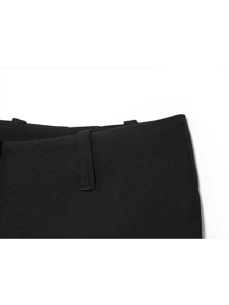 2025 New Women High Waist Knee Length Pants Autumn Fashion Wide Leg Pocket Zipper Trousers Spring Casual Street Short Pant