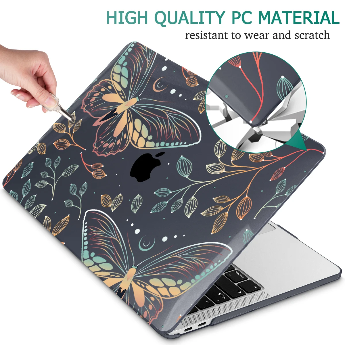 Estojo Rígido com Estampa Floral para Macbook Air 15 Pro 13 14 A2779 A2780 m2 A2337 A2338 m2 m1 Capa do Teclado - Imagem 6