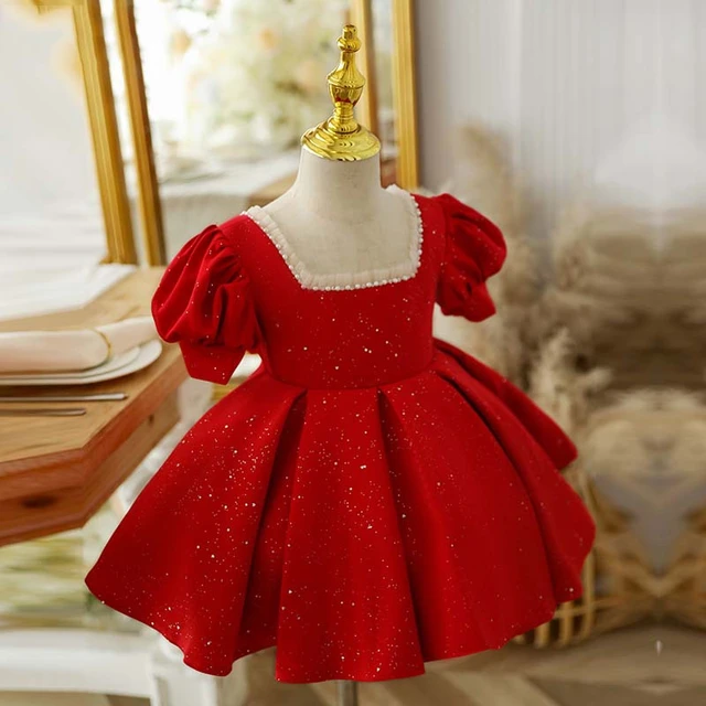 Robe De Soirée Rouge De Noël Pour Petites Filles, Vêtements De Princesse  Pour Mariage, Baptême, 1er Anniversaire - Filles Partie Robes - AliExpress