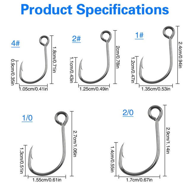 30PCS Inline Single Hooks for Fishing Lures Replacement Hooks for Spinner  bait Hard Lures Large Eye Fishing Hook