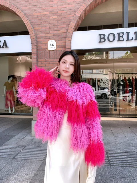 Colourful Block Faux Fur Jacket 25