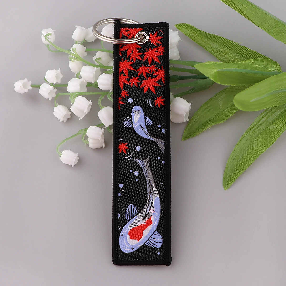 Good Luck Koi Japanese key fobs embroidery key tag motorcycles car keychain for friend fashion ring accessories gift