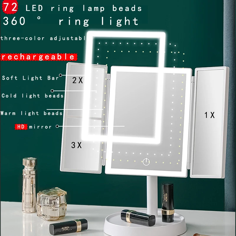침실용 조명 화장대 거울, 72 LED 조명 화장 거울, 밝은 확대경, Led 화장품 드레싱 테이블, 토끼