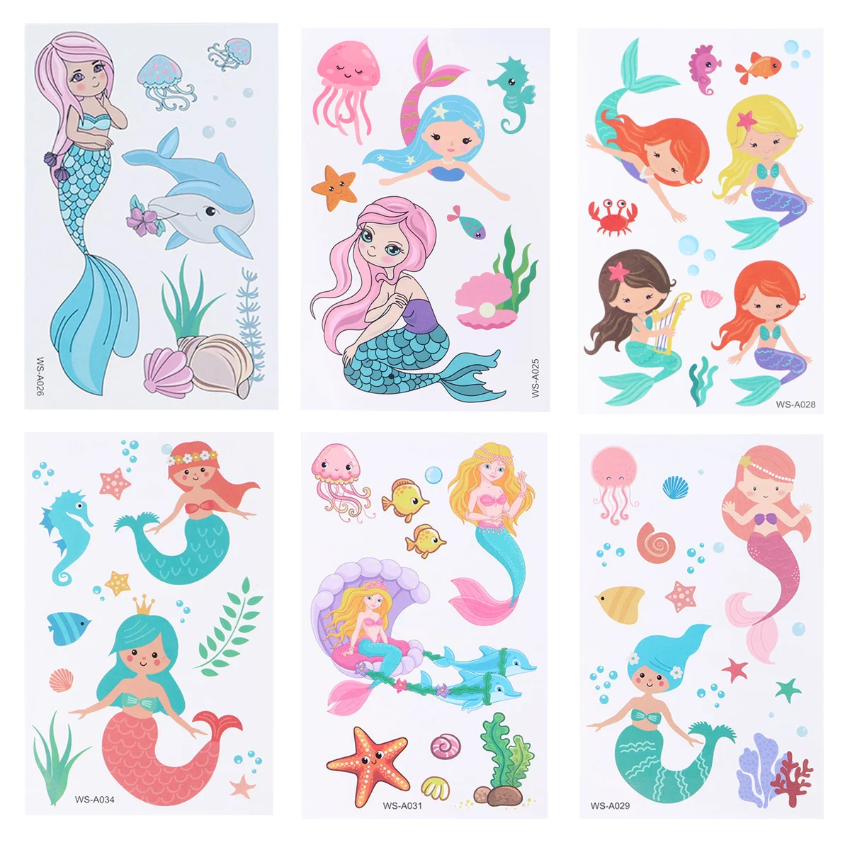 

12 Sheets Stickers Mermaid Patterns Kids Decals Waterproof Princess Gifts Applique