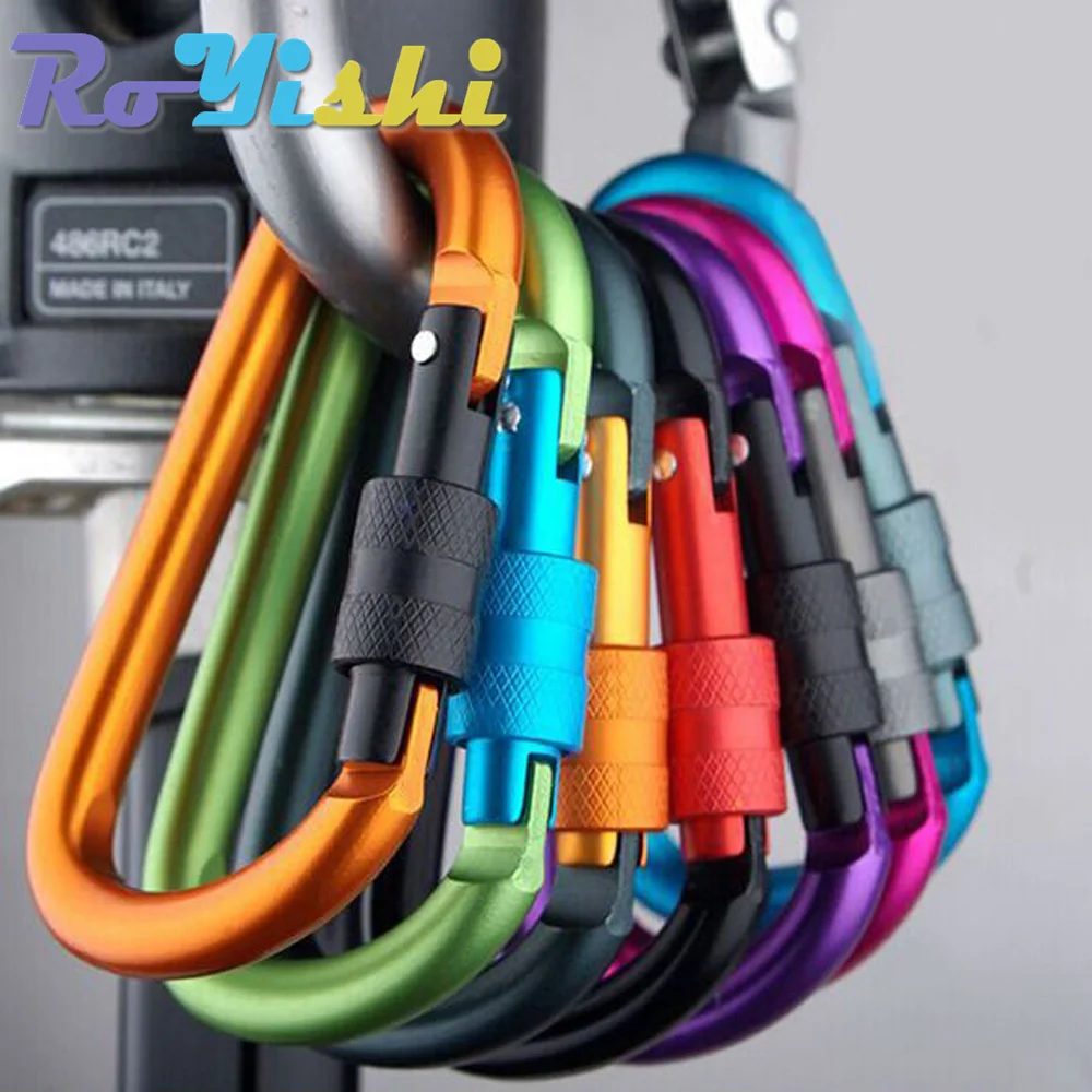 1 pz moschettone in alluminio d-ring portachiavi Clip moschettone moschettone campeggio portachiavi 8 colori