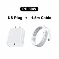 30W High - Speed USB - C Power Adapter with Fast Charging Cable - US Plug and Cable