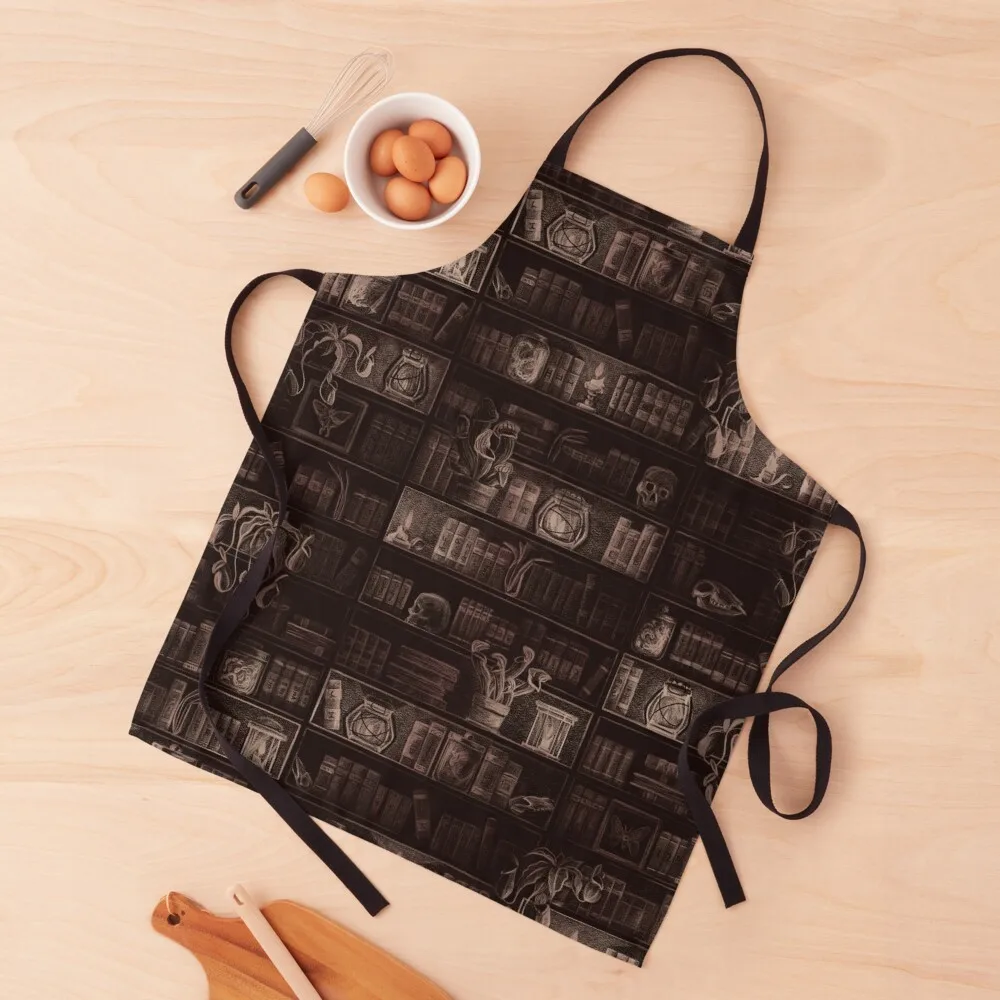 

Candlelit Library, a fantasy dark academia pattern Apron japanese style For Women Apron