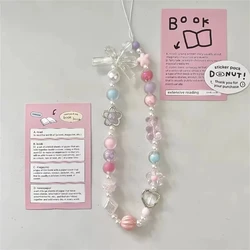 Charming Pink Bear Bow Beaded Phone Charm Lanyard - Fashionable Jewelry Strap Gift (Pink - 01)