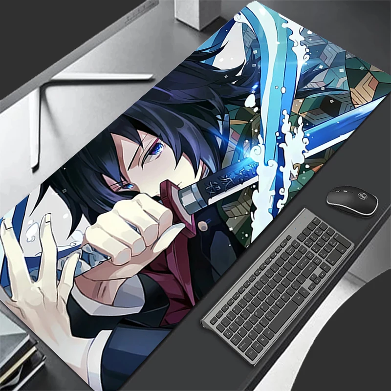 Demon Slayer Tomioka Giyuu Mouse Pad Gaming Accessories PC Gamer alfombrilla xxl Computer Desk Mat Laptop Varmilo Keyboard Pads 2